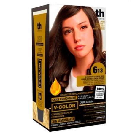 Th pharma v-color tinte nº 6.13 sin amoniaco rubio oscuro ceniza dorado