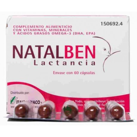 NATALBEN LACTANCIA 60 CAPSULAS Complemento vitamínico y mineral para la  lactancia