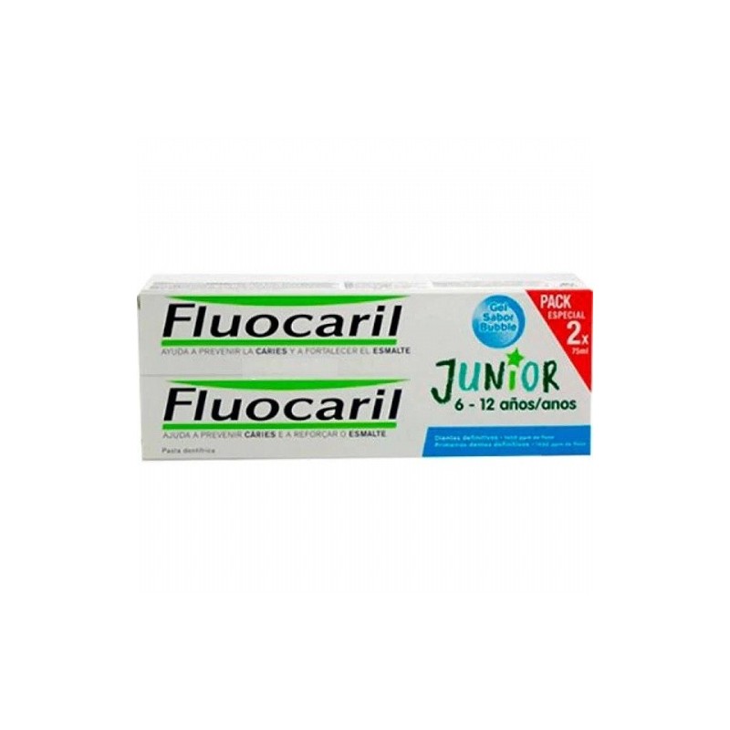 Fluocaril junior 6-12 años gel 2 x 75 ml bubble UNILEVER ESPAÑA S.A.