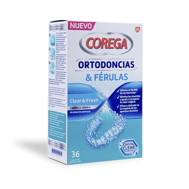 Corega ortodoncias & ferulas 36 tabletas limpiadoras GSK CH