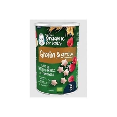 Gerber snack organic trigo arroz con frambuesa 1 bolsita 35 g