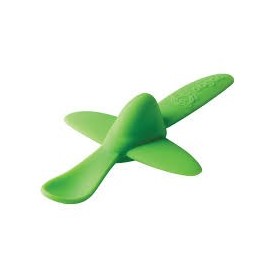Cuchara de silicona en forma de avion verde.