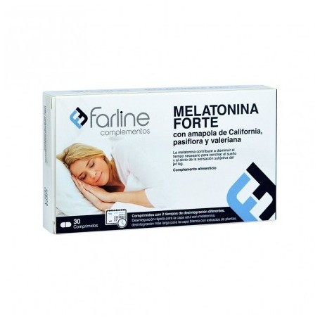 Farline complementos melatonina forte con amapola de california, pasiflora y valeriana 30 comprimido