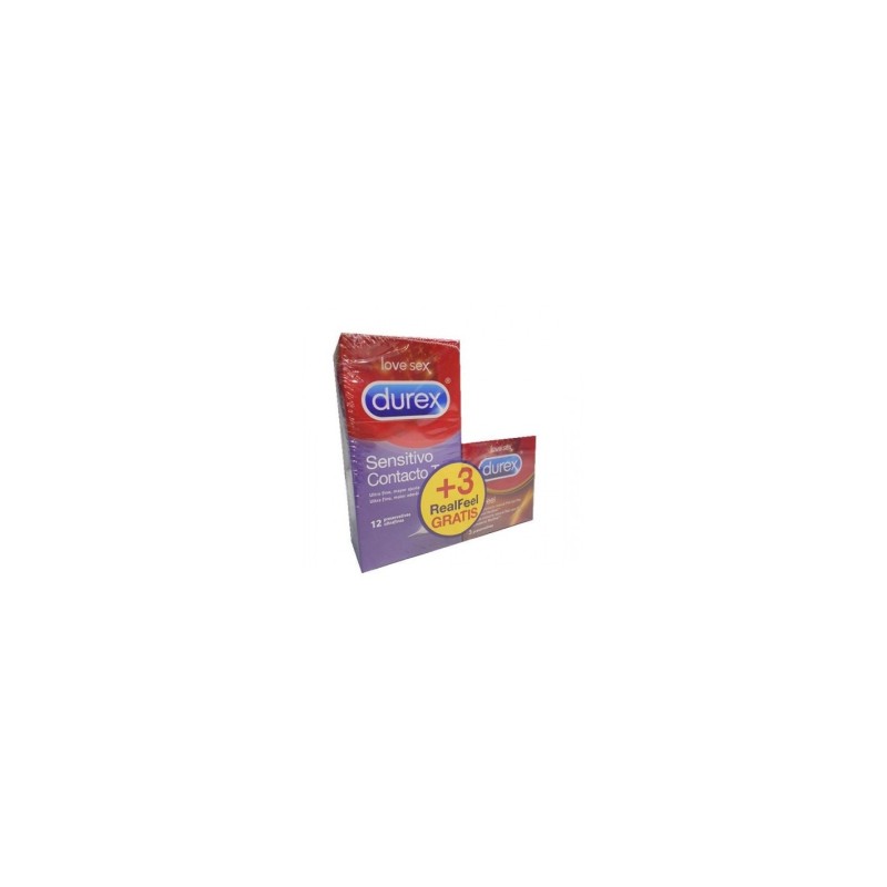 Durex Preservativo Sensitivo Contacto 12 uds + Real Feel 3 Uds