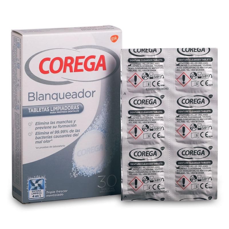 Corega Blanqueador Tabletas Limpiadoras 30uds