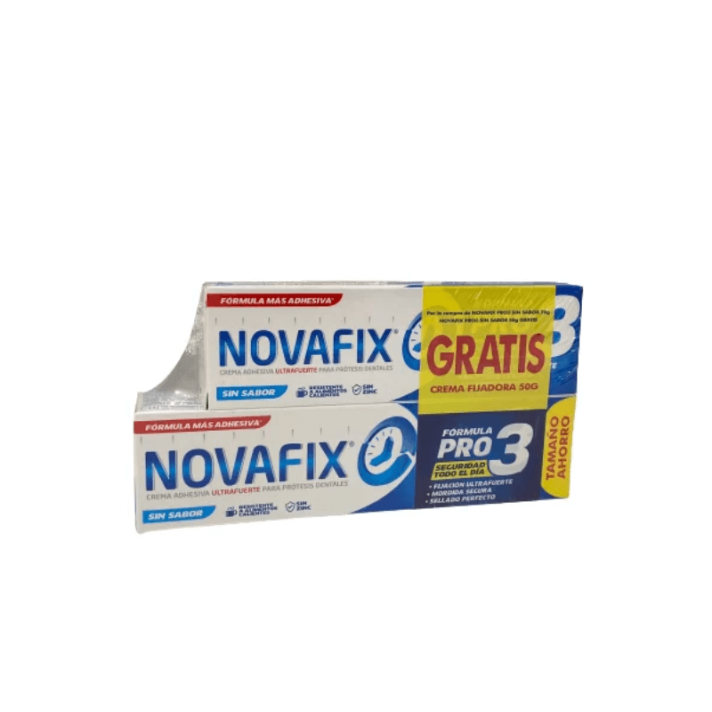 NOVAFIX FORMULA PRO 3 1 TUBO SIN SABOR 70 G + 1 TUBO 50 G PACK AHORRO