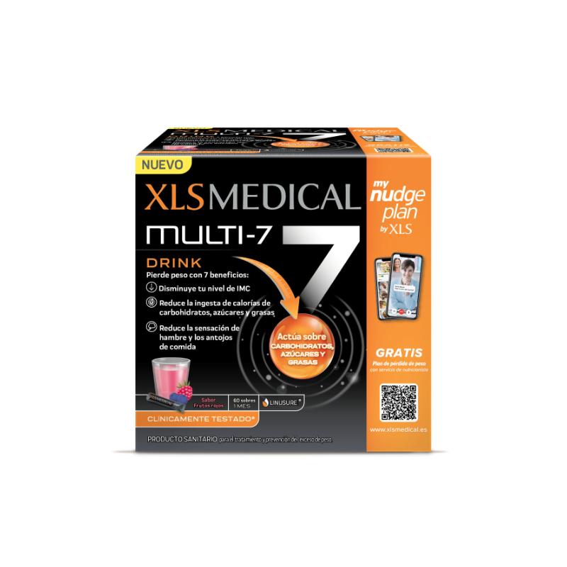 XLS MEDICAL MULTI 7 DRINK 60 SOBRES SABOR FRUTOS ROJOS