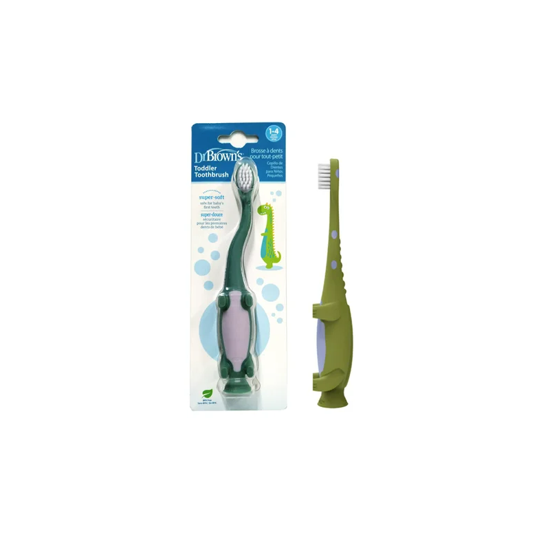 CEPILLO DENTAL INFANTIL DR BROWN´S 1 UNIDAD DINOSAURIO VERDE 1-4 AÑOS