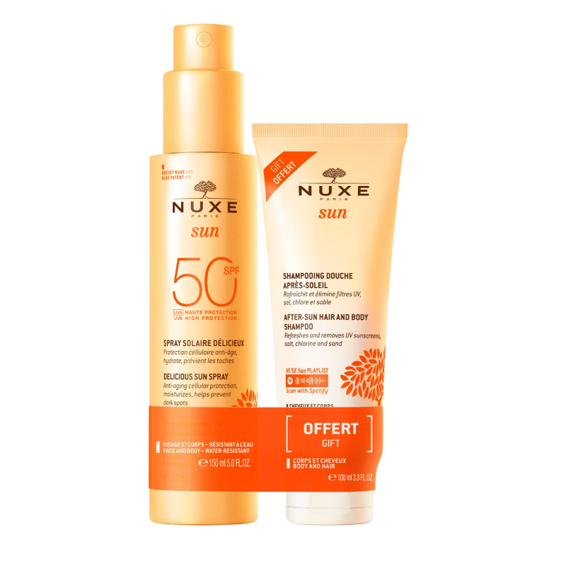 Nuxe Sun Spray Solar Delicioso SPF50 150ml + Champú-Gel de Ducha After Sun 100ml