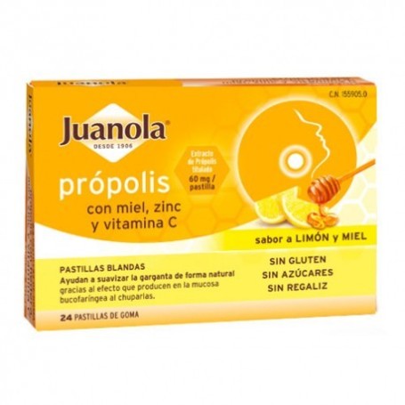 Juanola própolis sabor miel y limón 24 pastillas