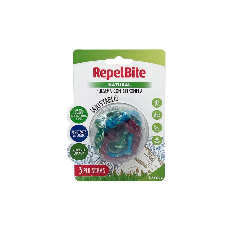 REPEL BITE NATURAL PULSERA DE CUERDA CON CITRONELA 3 UNIDADES