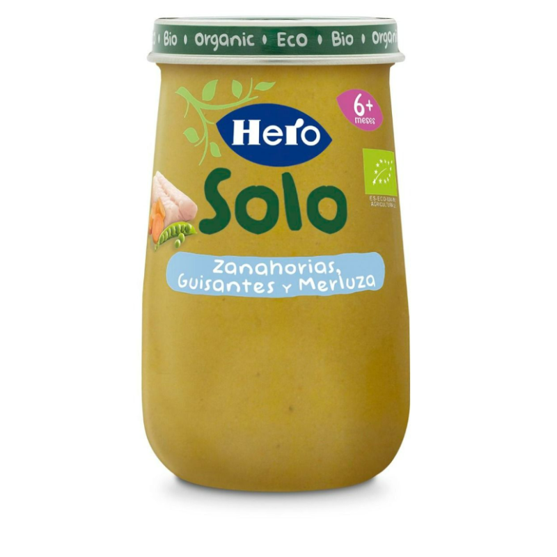 HERO SOLO ZANAHORIAS GUISANTES Y MERLUZA 1 TARRO 190 G