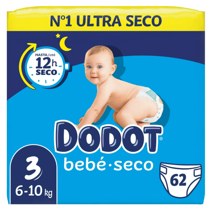 PAÑAL INFANTIL DODOT BEBE SECO VALUE TALLA 3 6-10 KG 62 UNIDADES PACK