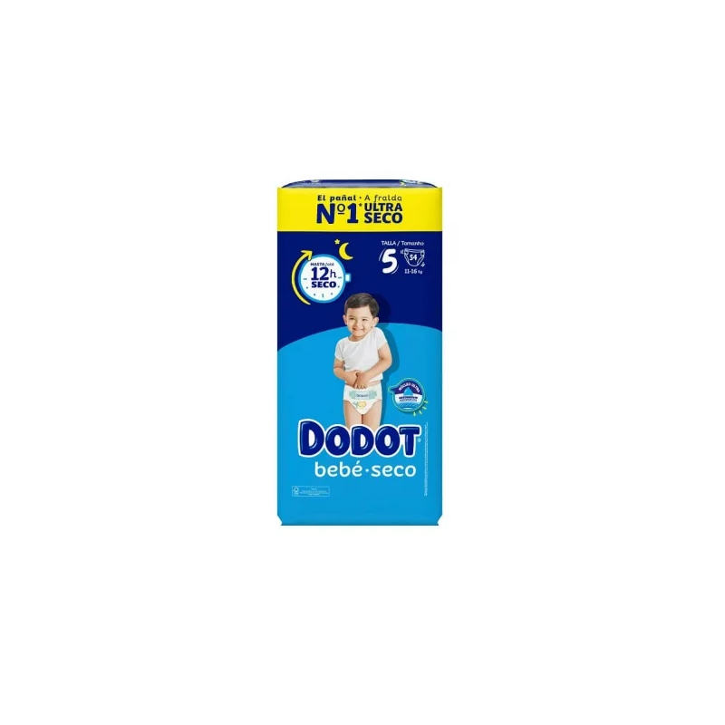 PAÑAL INFANTIL DODOT BEBE SECO VALUE TALLA 5 11-16 KG 54 UNIDADES PACK