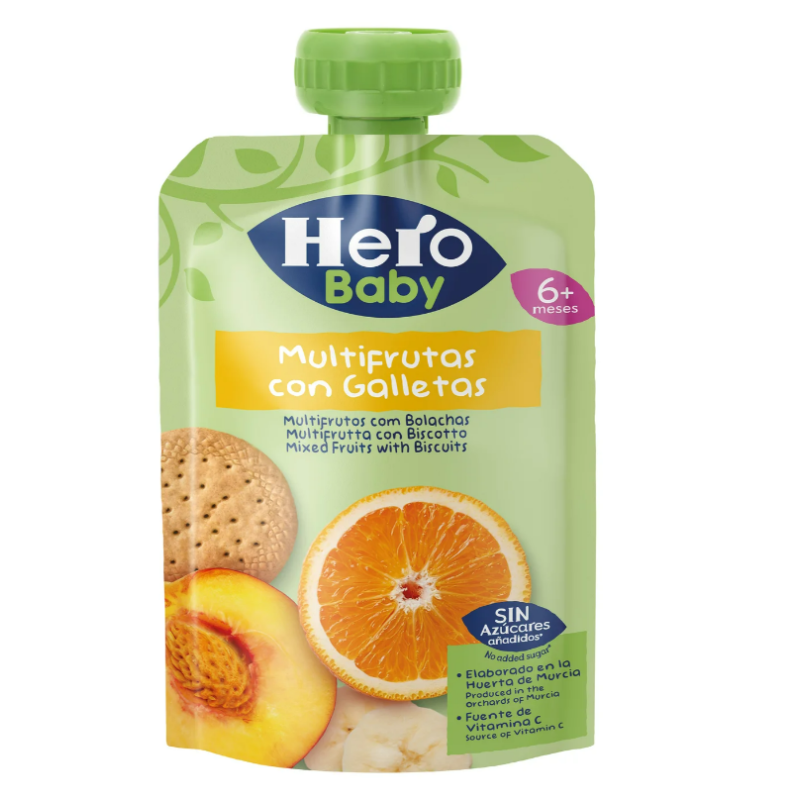 HERO BABY MULTIFRUTAS CON GALLETAS 1 BOLSA 100 G