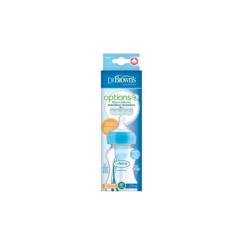 BIBERON TETINA SILICONA BOCA ANCHA DR BROWN´S NATURAL FLOW OPTIONS+ 1 UNIDAD 270 ML V