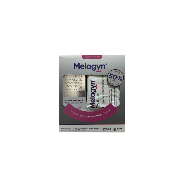 MELAGYN PACK GEL 200 ML + TOALLITAS 50% DESC.