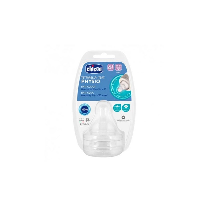 TETINA SILICONA FLUJO RAPIDO CHICCO PHYSIO + 4 MESES 2 UNIDADES