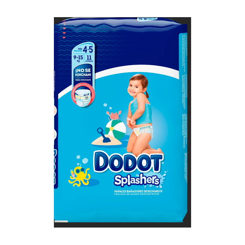 PAÑAL INFANTIL DODOT SPLASHERS TALLA  4 9-15 KG 11 UNIDADES