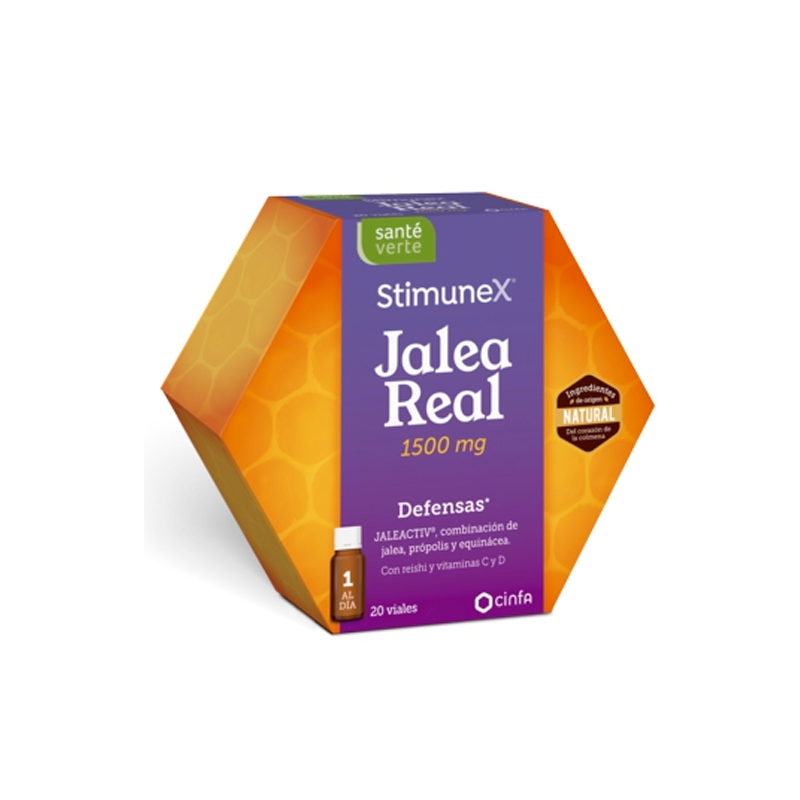 SANTE VERTE STIMUNEX JALEA REAL DEFENSAS 20 VIALES 10 ML SABOR LIMON