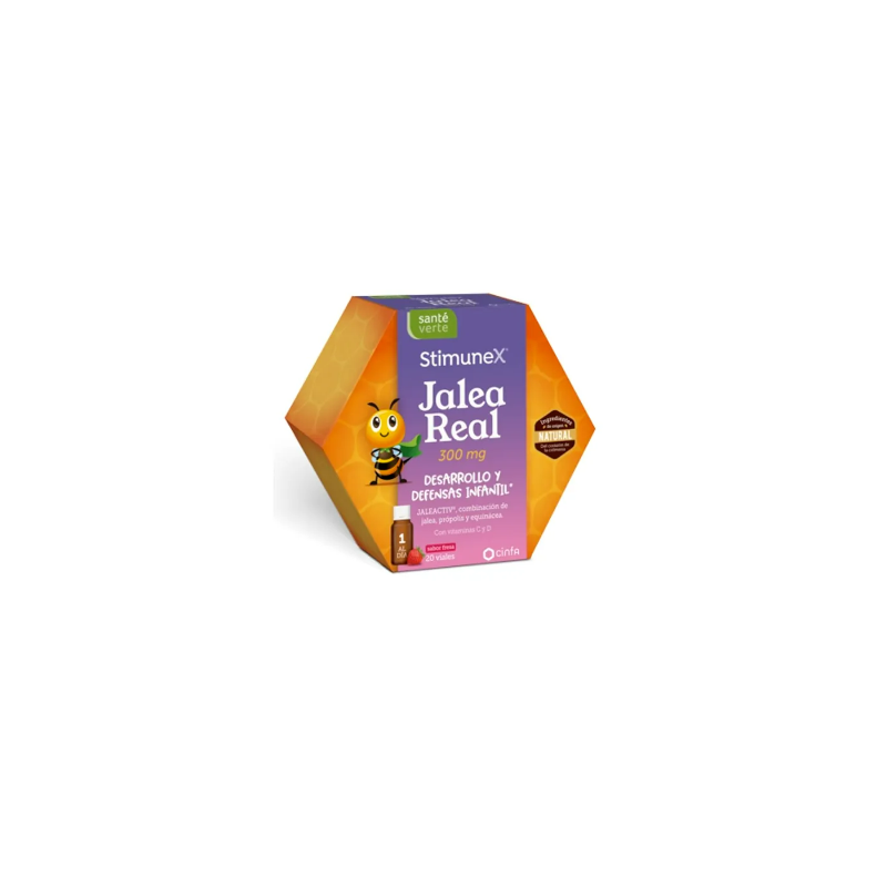 SANTE VERTE STIMUNEX JALEA REAL DESARROLLO Y DEFENSAS INFANTIL 20 VIALES 10 ML SABOR FRESA