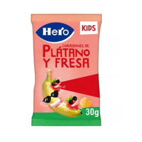 HERO KIDS CORAZONES DE PLATANO Y FRESA 1 BOLSA 30 G