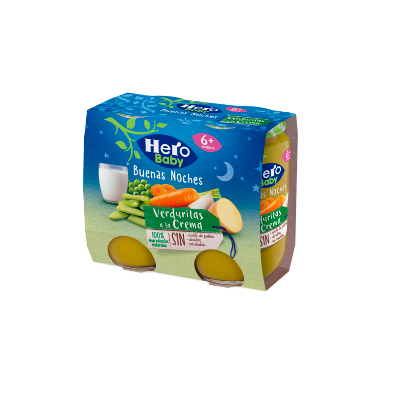 HERO BABY BUENAS NOCHES VERDURITAS A LA CREMA 2 FRASCOS 190 G