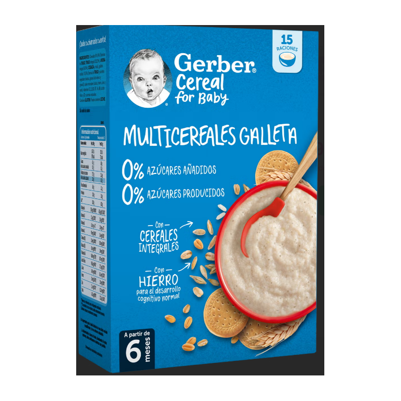 GERBER MULTICEREALES GALLETA 0% 0% AZUCARES 1 ESTUCHE 270 G