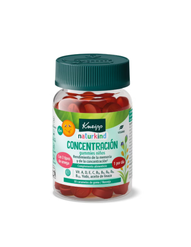 KNEIPP GUMMIES NIÑOS CONCENTRACION 30 CARAMELOS DE GOMA SABOR NARANJA