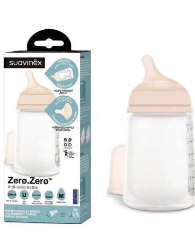 BIBERON ANTICOLICO T SILICONA SUAVINEX + 3 MESES 1 ENVASE 270 ML TALLA M LIGHT SAND