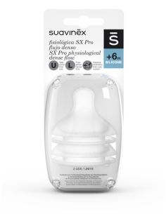 Comprar Tetina Silicona Fisiologica Flujo Denso Suavinex Sx Pro + 6 Meses 2 Unidades a precio de oferta