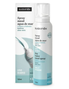 Comprar Suavinex Spray Nasal Agua De Mar Nariz Tapada Aloe Vera Y Menta Soft +6 Años 1 Envase 120 Ml a precio de oferta