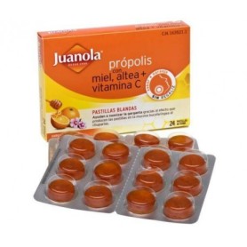 Juanola propolis con miel, altea y vitamina c sabor naranja 24 pastillas blandas