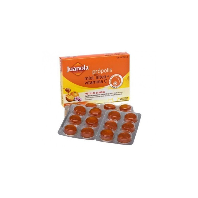 Juanola propolis con miel, altea y vitamina c sabor naranja 24 past...