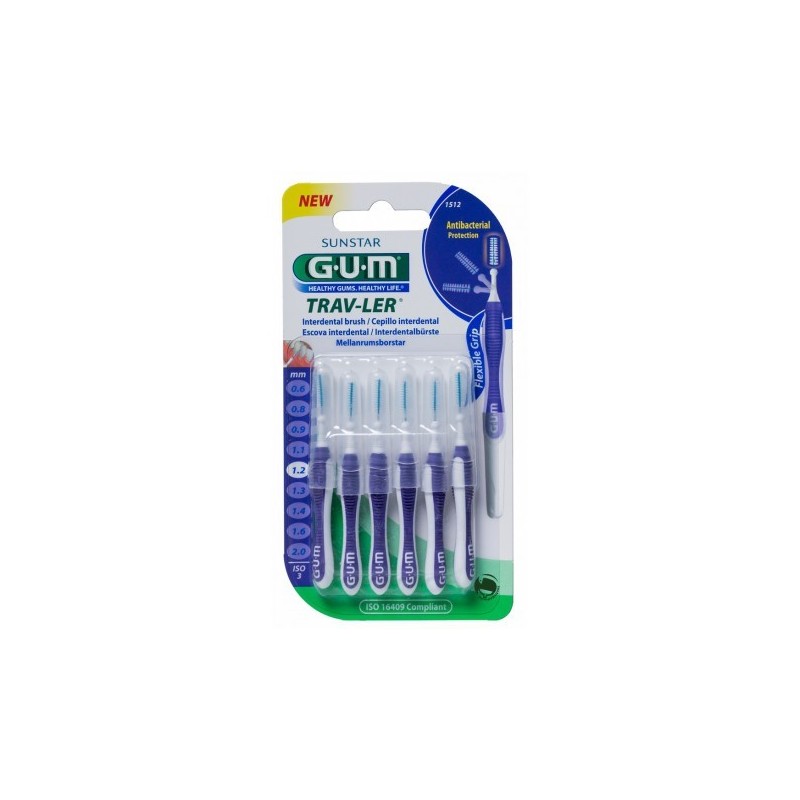 Gum cepillo interdental 1512 trav-ler extrafino 1.2 mm cilindrico 6...