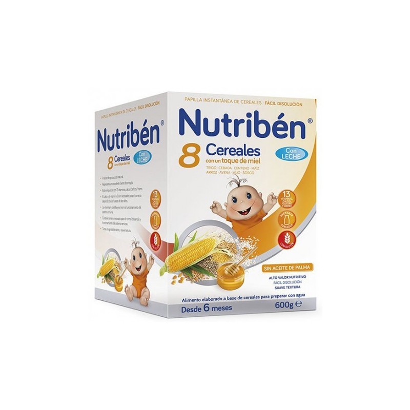 Nutribén 8 cereales miel c/leche 600 gr. Nutribén