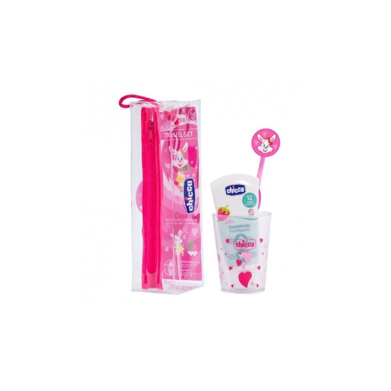 Chicco set viaje cepillo y pasta rosa 50ml Chicco