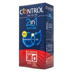 Control nature 2 en 1 preservativos + gel 6uds