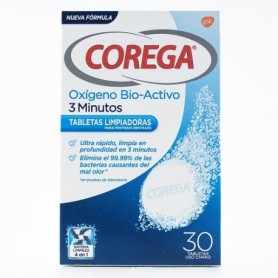 Corega oxígeno bio-activo tabletas limpiadoras 30 uds